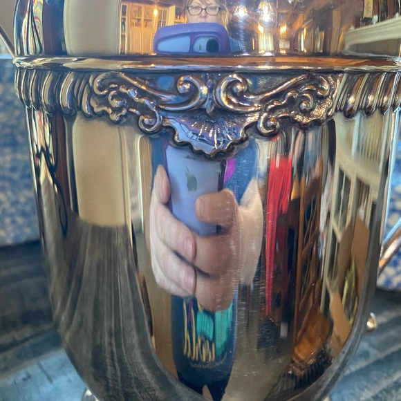 Vintage silver on copper pitcher ornate